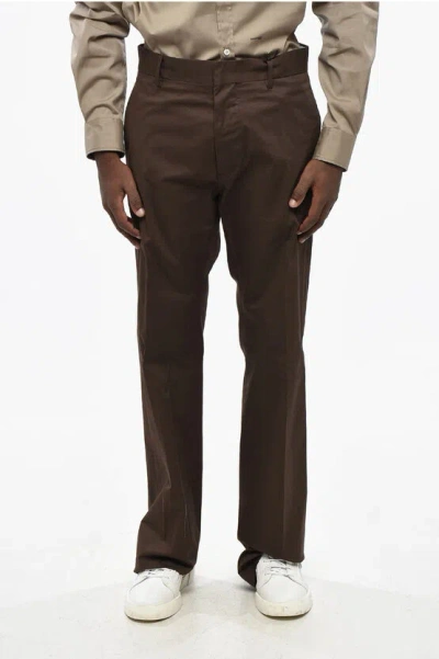 Dsquared2 Stretch Cotton Pants With Contrasting Logo In Brown