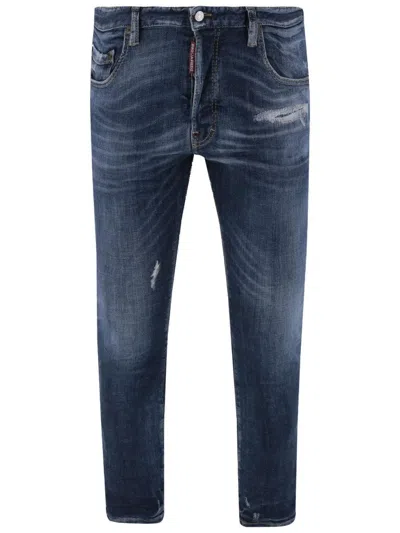 Dsquared2 Stretch Cotton Skater Jeans In Blue
