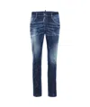 Dsquared2 Blue Jeans With Belt Loops And Logo Patch On The Rear In Denim Man In Blue