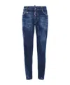 Dsquared2 Distressed Slim-fit Jeans With Unique Splatter Detailing In Blue