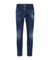 Dsquared2 Navy Blue Slim Cut Jeans With Whiskering Effect In Blue