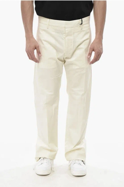 Dsquared2 Stretch Cotton Trousers With Belt Loops In White