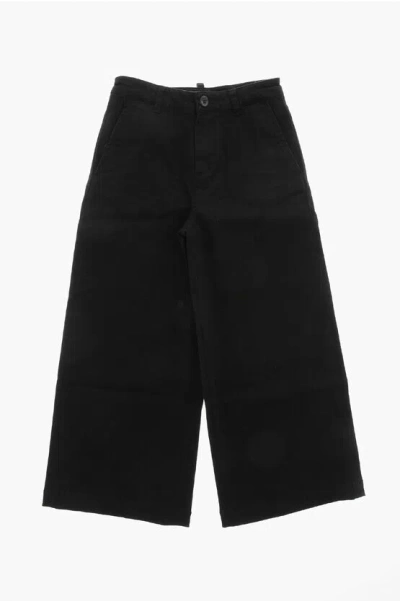 Dsquared2 Stretch Cotton Wide-leg Pants In Black