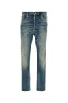 Dsquared2 Blue Jeans With Logo Patch On The Rear And Distressed Effect In Denim Man In Blue