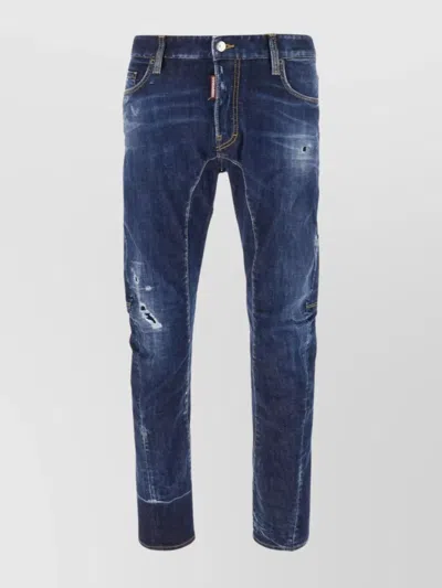 Dsquared2 Stretch Denim Blend Tidy Biker Jeans In Blue