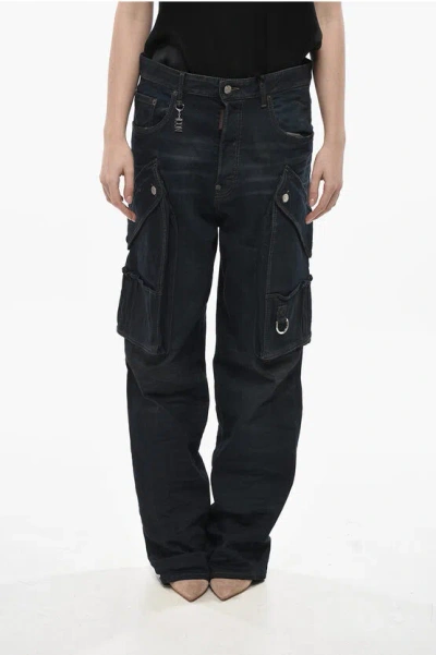 Dsquared2 Stretch Denim Cargo Jeans Eros With Metal Detail 23cm