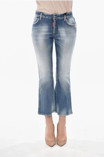 Dsquared2 Stretch Denim Jeans Bell Bottom Flared Leg 21cm In Blue
