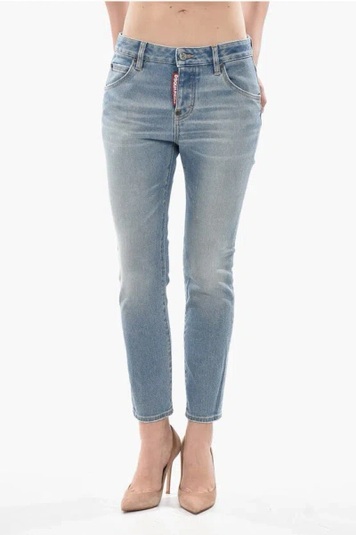 Dsquared2 Stretch Denim Jeans Cool Girl 15cm In Blue