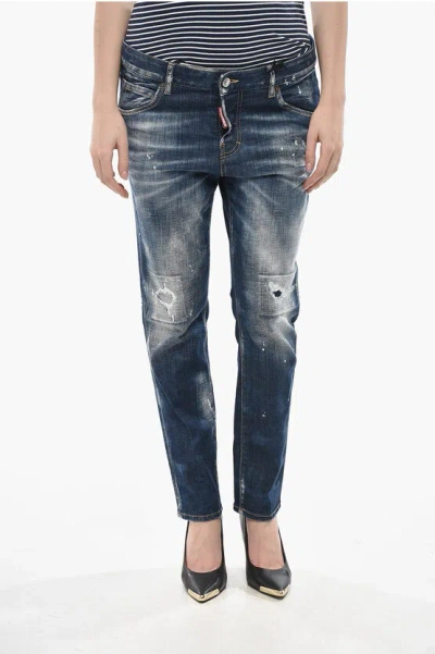 Dsquared2 Stretch Denim Jeans Cool Girl With Vintage Effect 15cm
