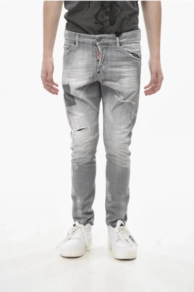 Dsquared2 Stretch Denim Jeans Sexy Twist Low-rise 14cm In Gray