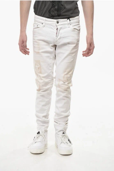 Dsquared2 Stretch-denim Jeans Skater Vintage Effect 14cm In White