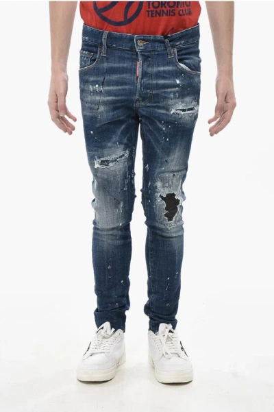 Dsquared2 Stretch-denim-jeans Super Twinky Im Vintage-look 14cm Grösse 42 In Blue