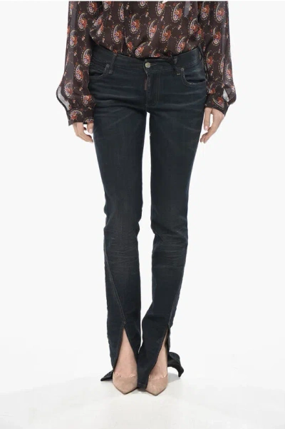 Dsquared2 Stretch Denim Jeans Trumpet With Ankle Slit 19cm In Black