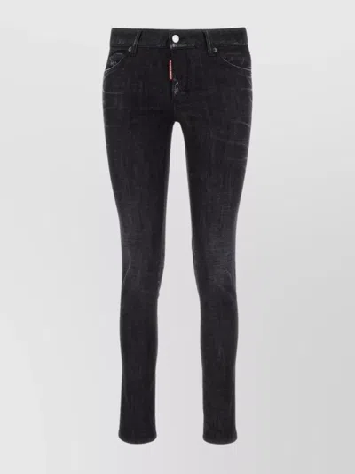 Dsquared2 Stretch Denim Jennifer Jeans With Faded Wash In Black