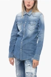 Dsquared2 Stretch Denim Saharan Shirt With Snap Buttons