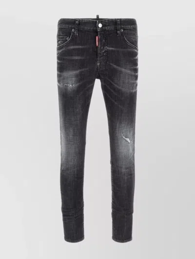 DSQUARED2 STRETCH DENIM SKATER JEANS WITH DISTRESSED AND FADED