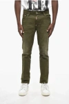 Dsquared2 Stretch Denim Skater Jeans With Paint Effect Details 16cm In Green