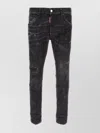 Dsquared2 Slim-fit Distressed Black Jeans With Paint Splatter Accents In Black
