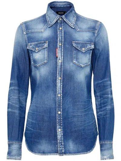 Dsquared2 Stretch Denim Western Shirt