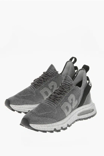 Dsquared2 Stretch Nylon-knit Sneakers Runds2 In Gray