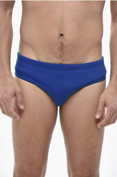 Dsquared2 Stretch Nylon Swim Brief With Contrast Logo In Blue
