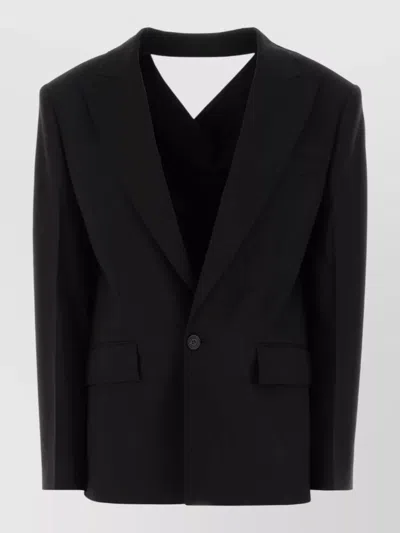 Dsquared2 Stretch Wool Blend Peekaboo Single Breasted Blazer In Black