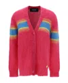 Dsquared2 Stripe-detail Brushed Cardigan In Red