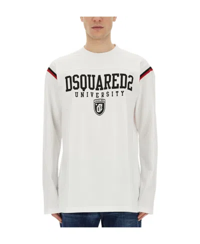 Dsquared2 Stripe-detail Long-sleeve T-shirt In White