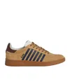 Dsquared2 Brown Low Top Sneakers With Logo Lettering On The Tongue And Striped Detail On The Side In Leather A In Brown