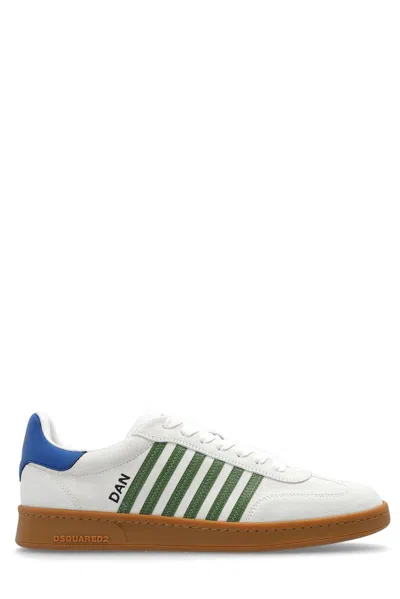 Dsquared2 Stripe Pattern Low-top Sneakers In Whitegreenlightblue