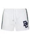 Dsquared2 Logo Patch Drawstring Swimming Shorts In White