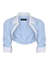 Dsquared2 Striped Cotton Cropped Blouse In Blue