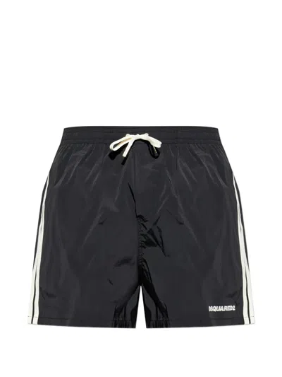 Dsquared2 Stripe Swim Shorts In Black