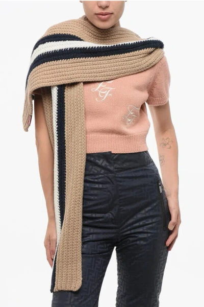 Dsquared2 Striped Alpaca Blend Scarf With Hood