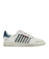 Dsquared2 White Low Top Sneakers With Logo Patch On Tongue And Side And Contrasting Heel With Logo In Leather  In White