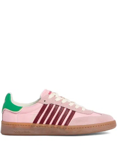 Dsquared2 Striped Boxer Sneakers In Pink