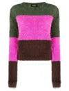 Dsquared2 Striped Brushed-effect Jumper In Green