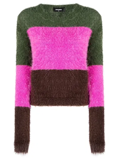 DSQUARED2 STRIPED BRUSHED-EFFECT JUMPER
