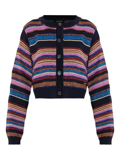 DSQUARED2 STRIPED BUTTON-UP CARDIGAN