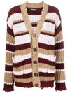 Dsquared2 Striped Buttoned Cardigan In Brown