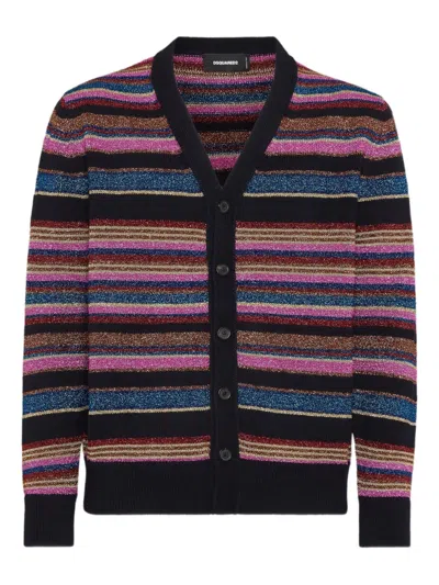 Dsquared2 Striped Cardigan In Pink