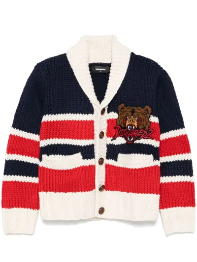 Dsquared2 Striped Cardigan In White