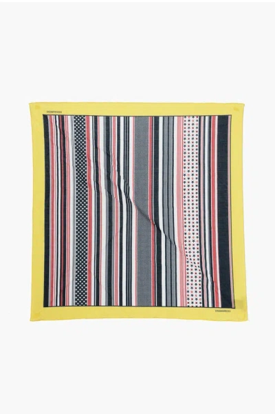 Dsquared2 Striped Cotton Foulard With Stars Print In Multi