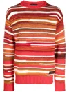 Dsquared2 Striped Crew-neck Jumper In Red