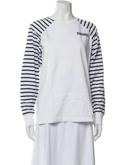 Pre-owned Dsquared2 Striped Crew Neck T-shirt In White