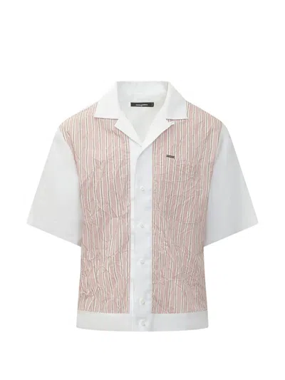 Dsquared2 Light Pink Regular Stripes Shirt In Burgundy