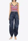 Dsquared2 Cropped Sleeveless Knit Vest With Stripes In Multicolor