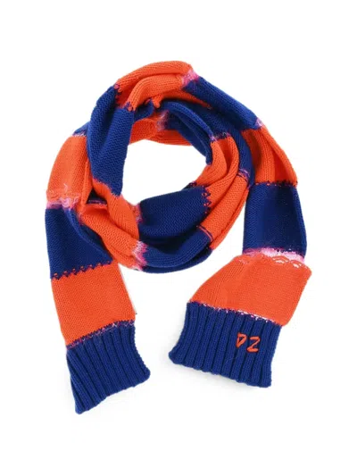 Dsquared2 Striped Distressed-effect Scarf In Orange