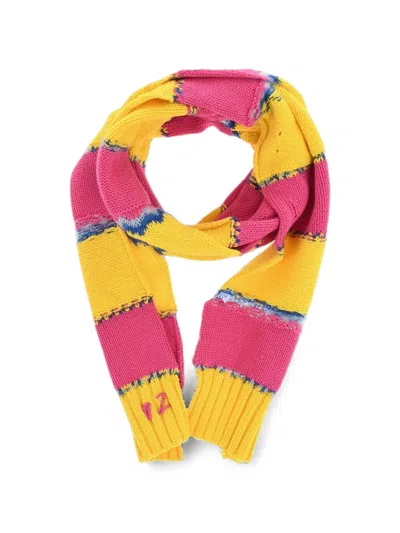 Dsquared2 Striped Distressed-effect Scarf In Yellow