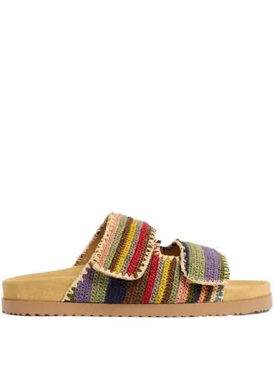 Dsquared2 Striped Flat Sandals In Neutral